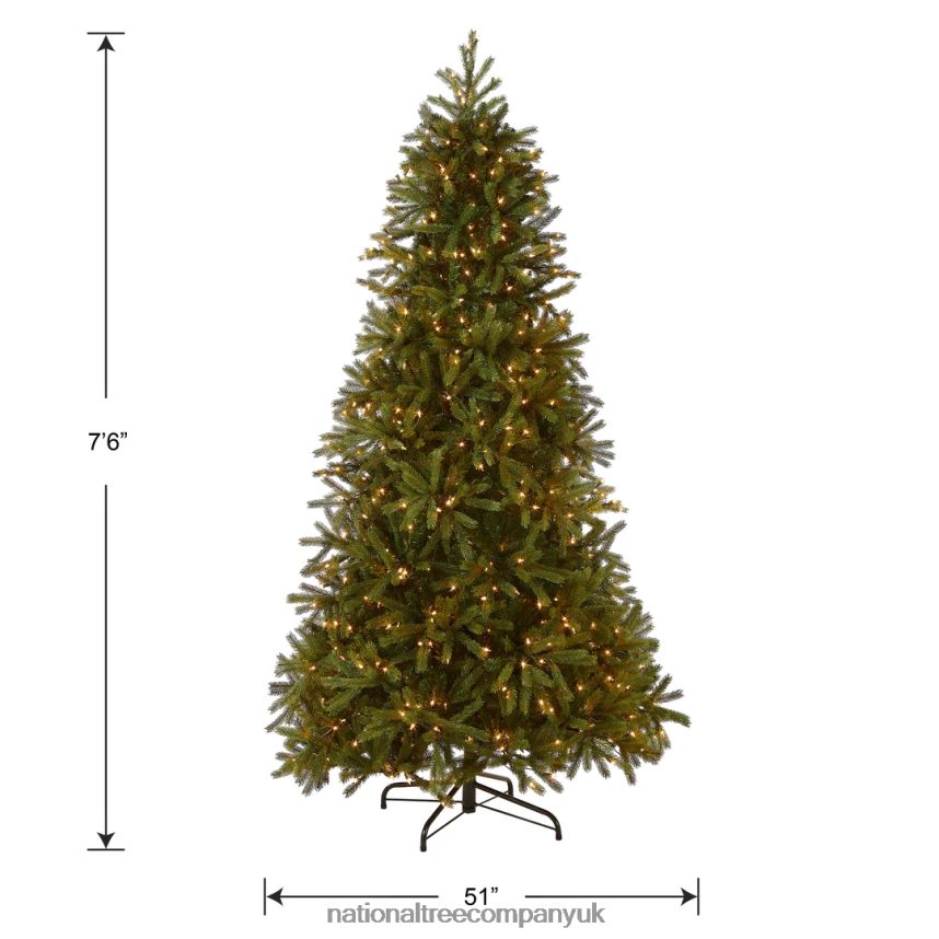 Trees | National Tree Company Pre-Lit Slim Artificial Christmas Tree Green Jersey Fraser Fir \Feel Real\ White Lights Includes Stand 75 Feet F2L4F3